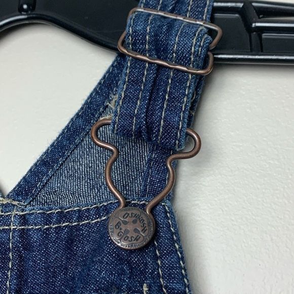 OshKosh B’gosh Denim Shortalls Overalls Dark Wash 12 Months Y2K - Picture 4 of 5